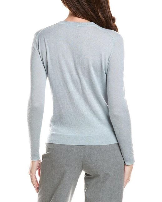 Lafayette 148 New York Gray Crewneck Cashmere Sweater