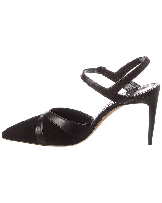 Manolo Blahnik Black Aristida 90 Suede & Leather Pump