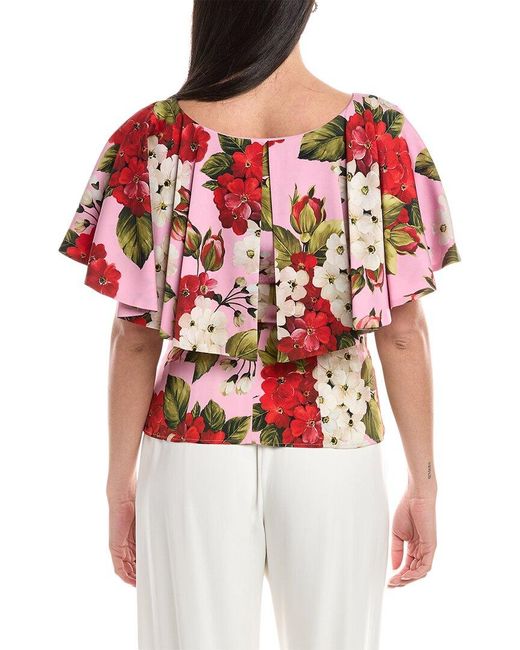 Dolce & Gabbana Red Silk-Blend Blouse