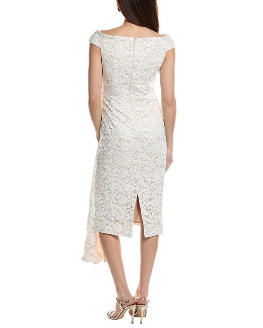 Eliza J White Off-The-Shoulder Lace Sheath Dress