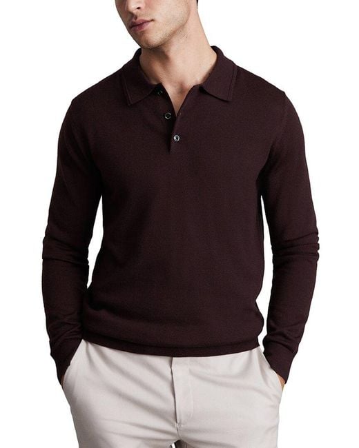 Reiss Black Trafford Half Button M Wool Sweater for men