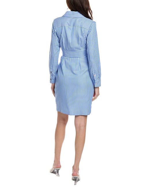Tahari Blue Striped Midi Dress