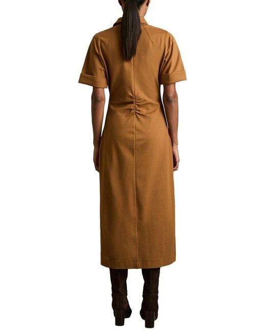 Reiss Brown Astrid Jersey Collared Dress