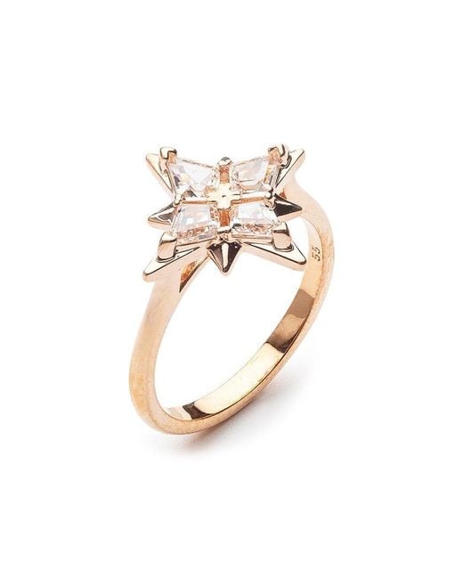 Swarovski Crystal Symbolic Star Motif Rose Gold Plated Ring in White | Lyst  Australia