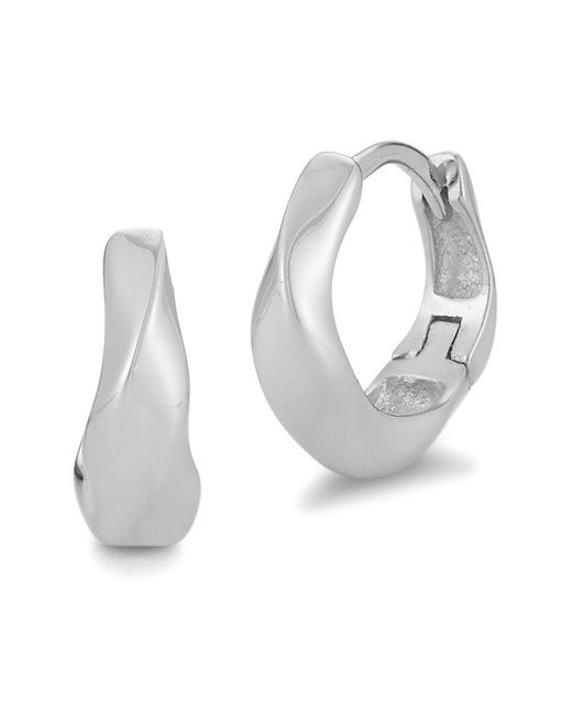 Glaze Jewelry White Silver Twist Huggie Earrings