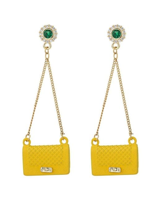 Eye Candy LA Yellow Luxe Collection Cz Ella Statement Earrings