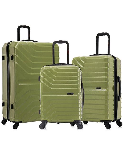 InUSA Green Aurum Lightweight Expandable Hardside Spinner 3pc Luggage Set