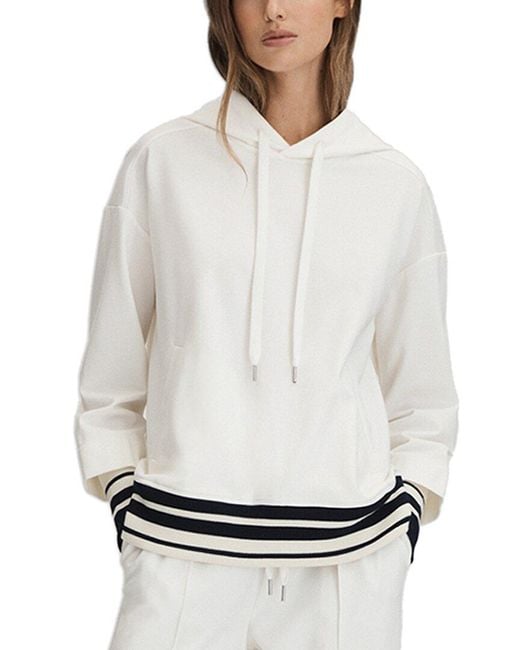 Reiss White Lexi Stripe Hoodie
