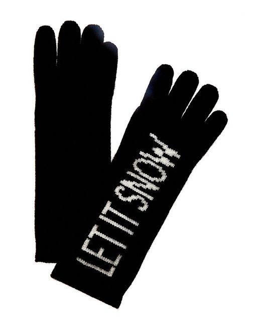 Hannah Rose Black Let It Snow Cashmere Gloves