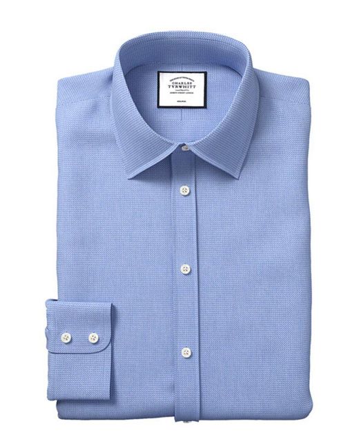 Charles Tyrwhitt Blue Egyptian Herringbone Classic Fit Shirt for men
