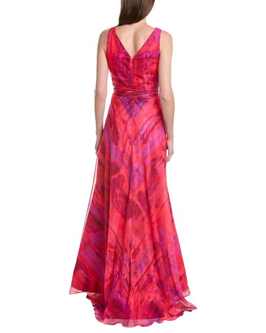 Rene Ruiz Pink V-neck Chiffon A-line Gown