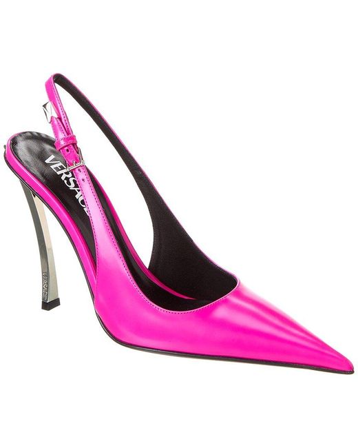 Versace Pink Pin-Point Leather Slingback Pump