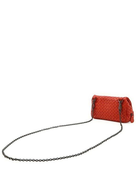 Bottega Veneta Red Leather Chain Shoulder Bag (authentic Pre-loved)