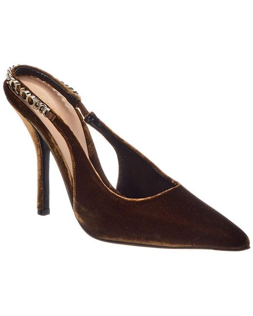 Gucci Brown Signoria Velvet Slingback Pump