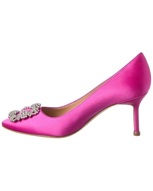Manolo Blahnik Pink Hangisi 70 Satin Pump