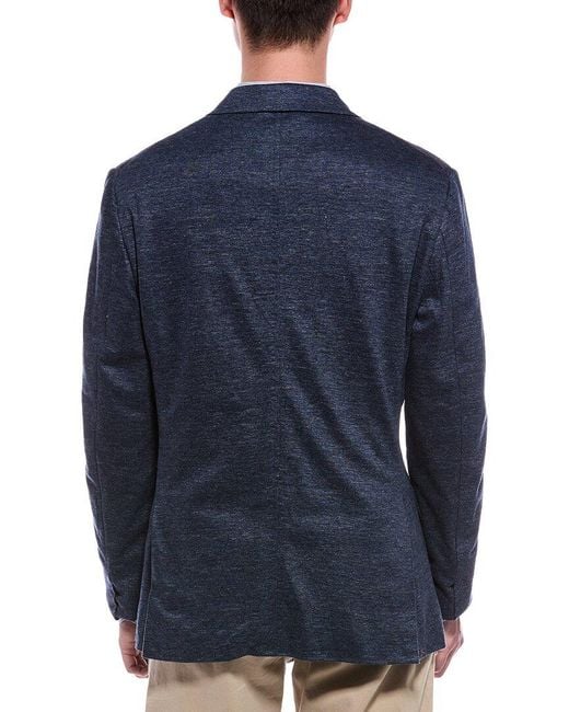 Isaia Blue Linen Jacket for men