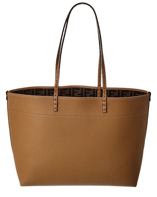 Fendi Brown Roll Medium Leather Tote