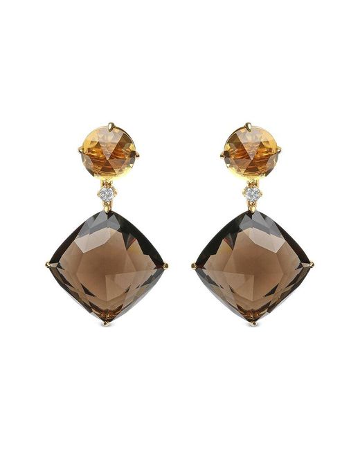 Haus of Brilliance Metallic Colorful Gemstones 18K 47.89 Ct. Tw. Diamond & Gemstone Dangle Earrings