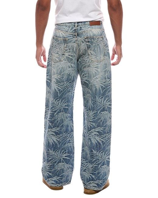 Palm Angels Blue Palms Wash Loose Jean for men