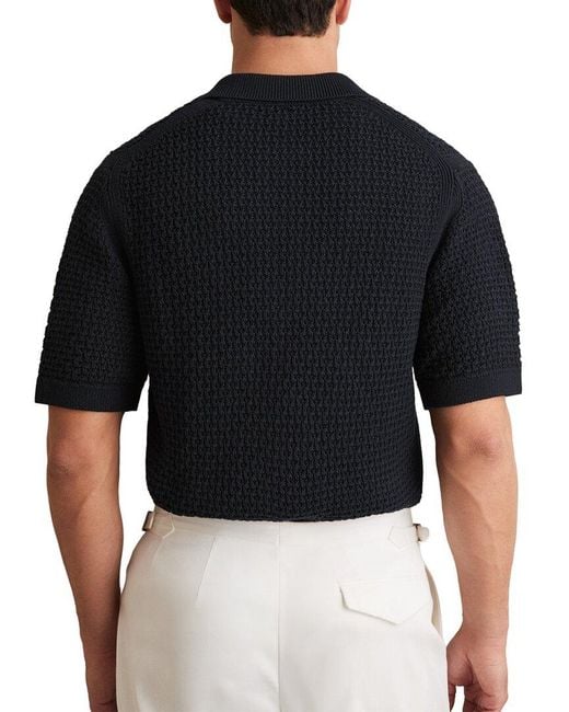 Reiss Black Comet Zip Through Text Sweater for men
