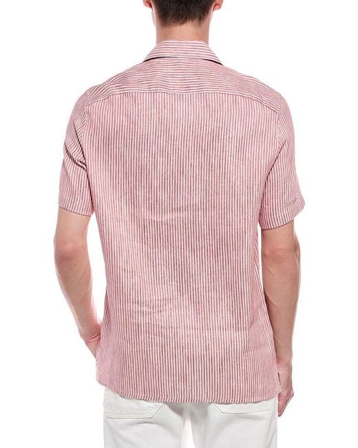 Isaia Pink Linen & Silk-Blend Shirt for men