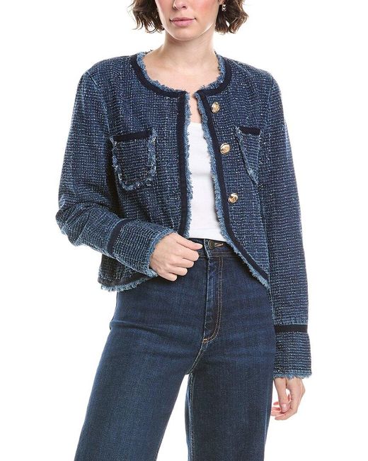 Cinq À Sept Blue Boucle Denim Zanda Jacket