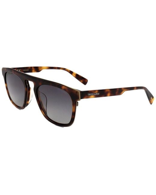 Trussardi Black Str406f 9ajp 53mm Sunglasses for men