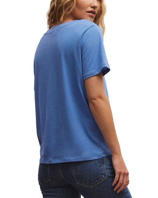 Z Supply Blue Girlfriend V-neck T-shirt