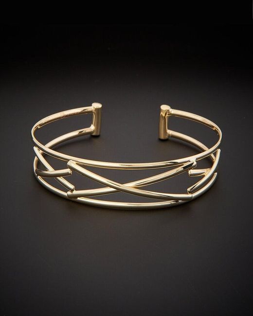Italian Gold Black 14k Criss Cross Bangle Bracelet