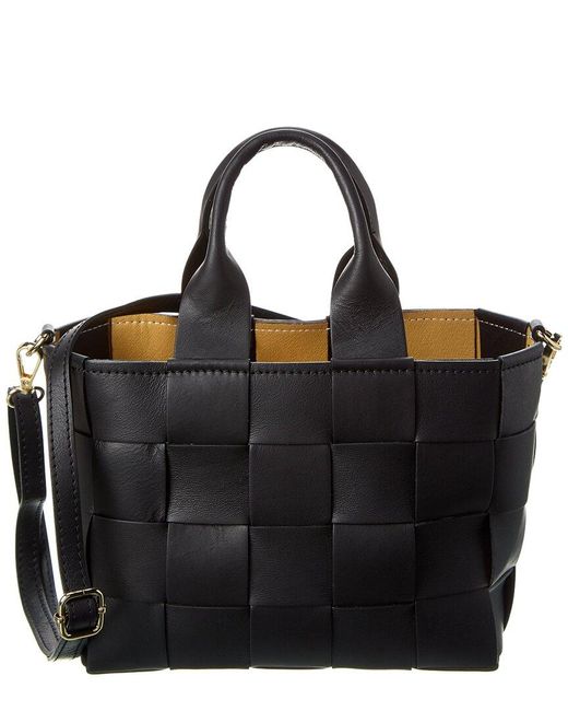 Persaman New York Black Hailey Woven Leather Tote