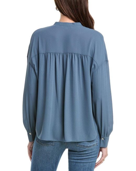 Vince Blue Front Pleat Blouse