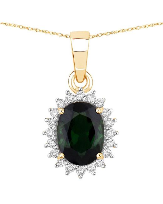 Diana M White Fine Jewelry 14k 1.39 Ct. Tw. Diamond & Green Tourmaline Pendant
