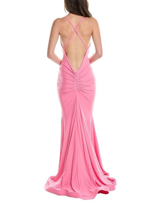 Issue New York Pink Ruched Back Gown