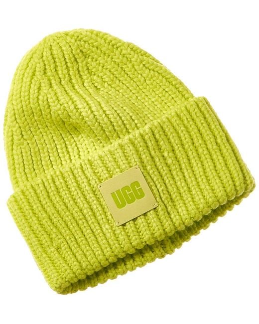 Ugg Yellow Chunky Rib Wool-blend Beanie