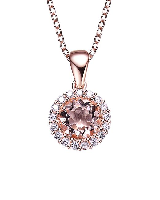 Genevive Jewelry Pink 14k Rose Gold Vermeil Cz Necklace
