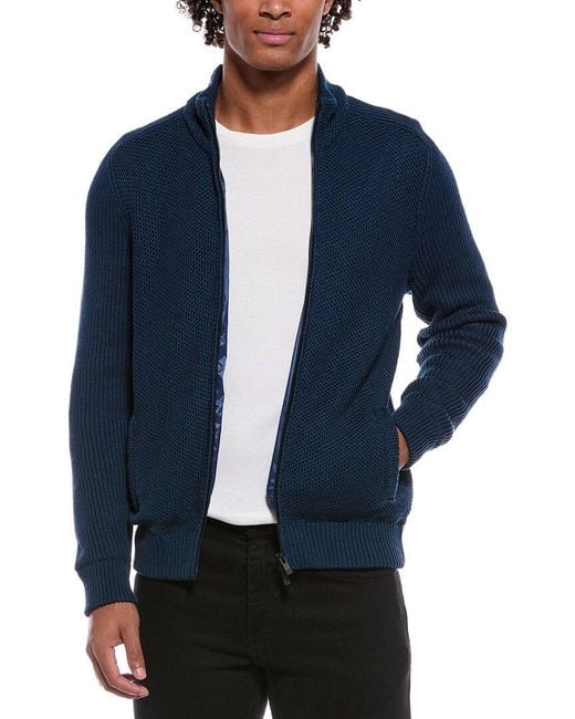 Slowear Blue Knit Bomber Jacket for men