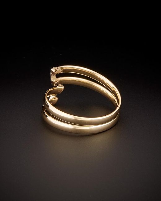Italian Gold Black 14k Two-tone Double Bypass Ring