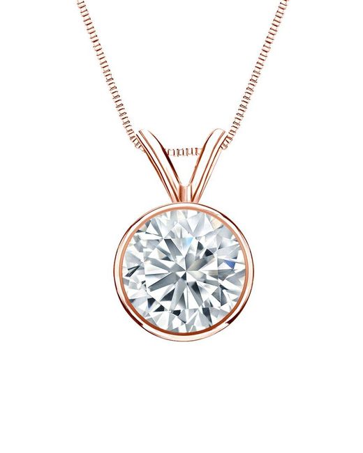 Sabrina Designs Lab Grown Diamonds White 14K Rose 3.00 Ct. Tw. Lab-Grown Diamond Solitaire Necklace