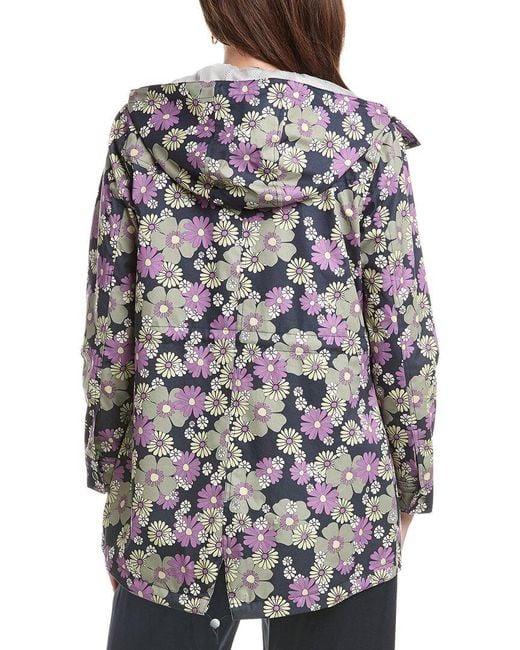 NVLT Gray Hooded Floral Rain Jacket