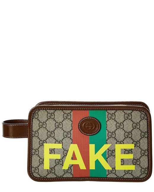 Gucci Gray Fake/not GG Supreme Canvas & Leather Dopp Bag