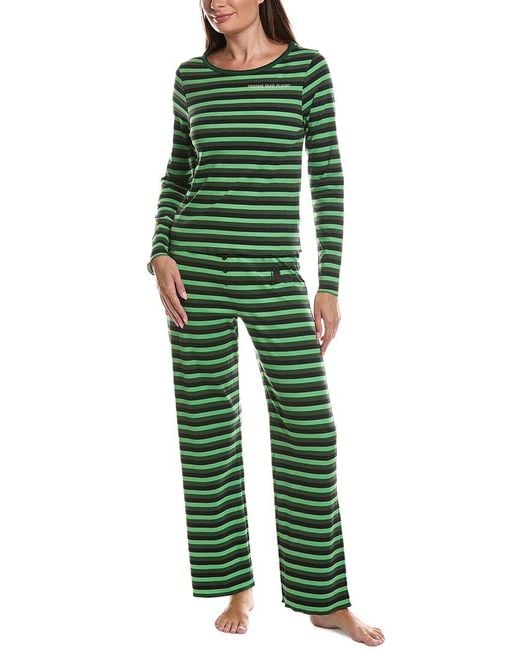 Cozyland by Morgan Lane Green 2Pc Elphaba Stripe Long Pajama Set
