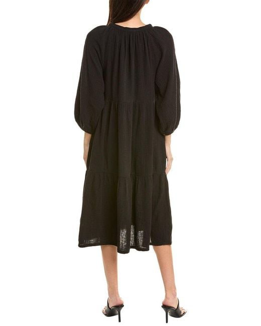 Nation Ltd Black Imani Tiered Peasant Midi Dress