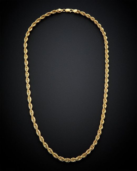 Italian Gold Black 14k Hollow Rope Necklace