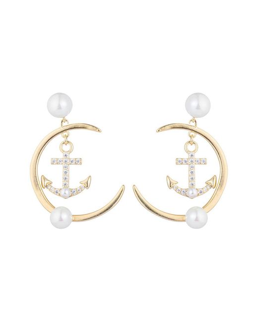 Eye Candy LA Natural Luxe Collection Anchor Away Cubic Zirconia Loop Earrings