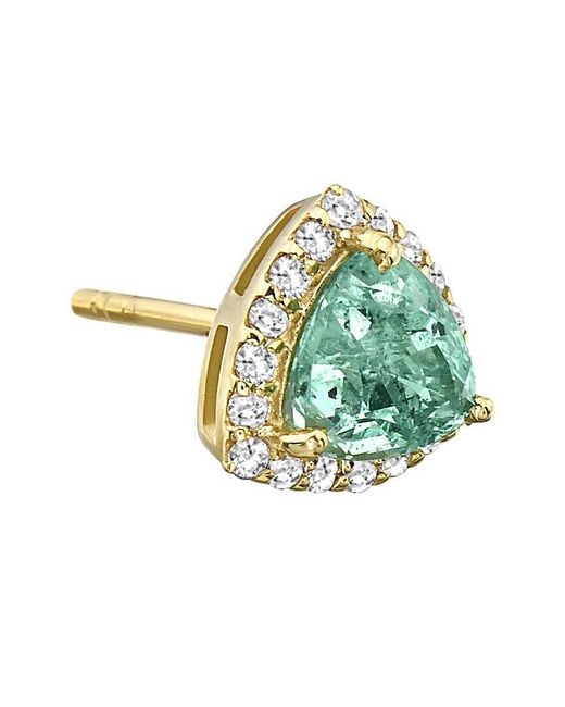 Forever Creations USA Inc. Green Forever Creations 14k 2.29 Ct. Tw. Diamond & Emerald Triangle Earrings