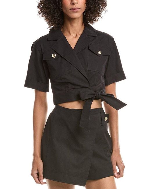 10 Crosby Derek Lam Black Ragean Utility Wrap Top