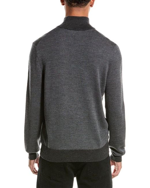 Bruno Magli Gray Twill Suede-trim Wool Pullover for men