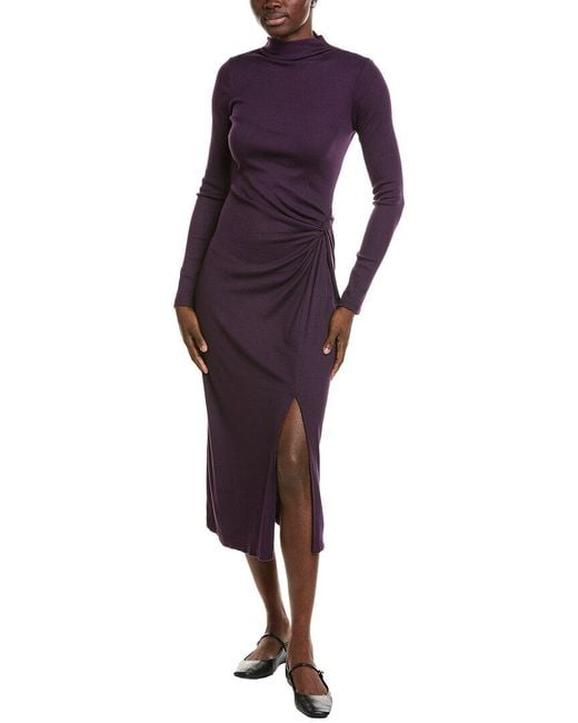 Michael Stars Purple Tish Mock Neck Midi Dress