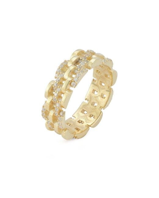 Chloe and Madison White 14k Over Silver Cz Link Ring