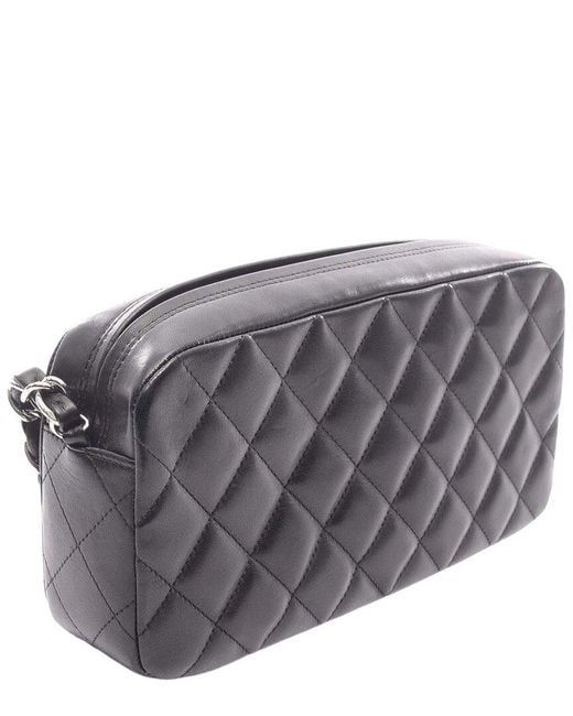 Chanel Gray Black Lambskin Matelasse Shoulder Bag (authentic Pre-loved)